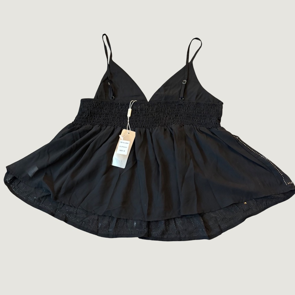 Sequin Camisole Size M Babydoll Tank Top Black New - Picture 2 of 5